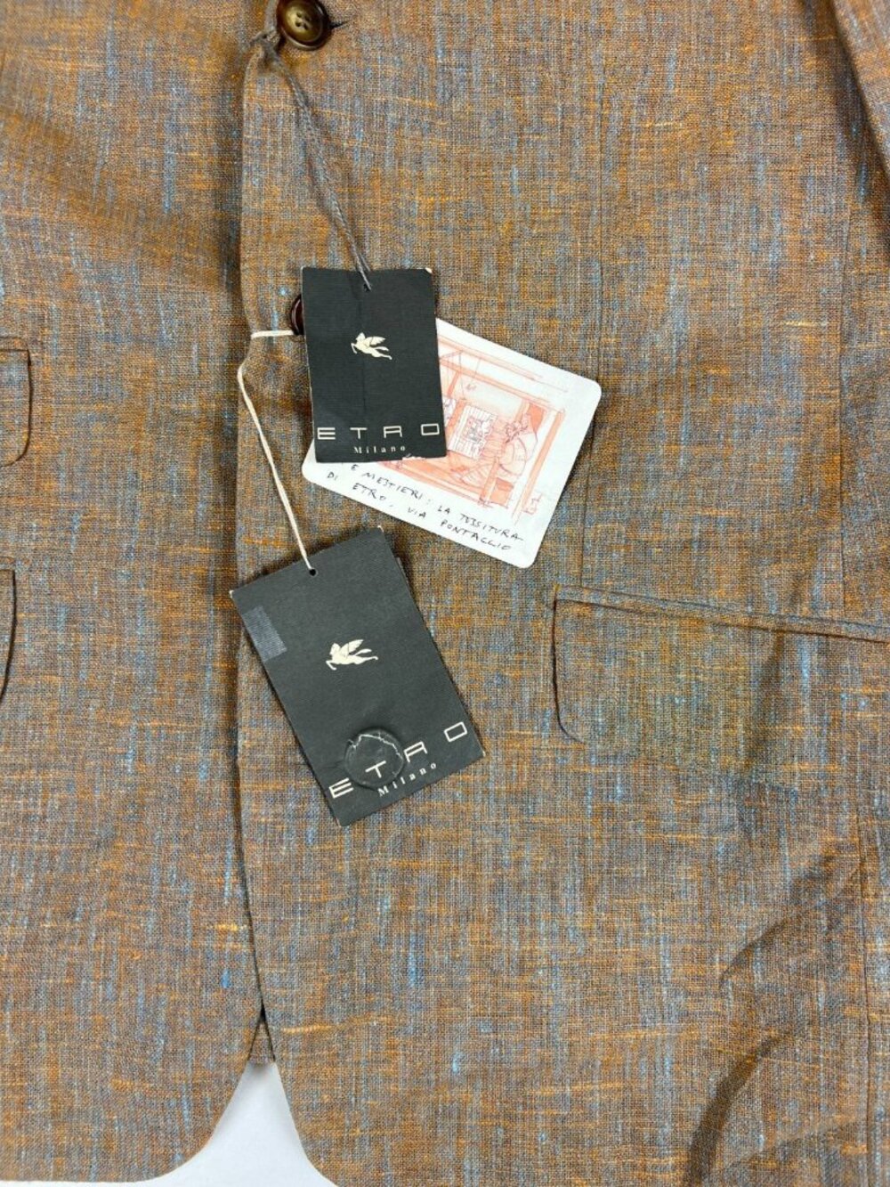 NOS VTG 90s ETRO Milano Silk Linen Sport Coat Made in Italy Neiman Marcus NWT 40 - Picture 3 of 9